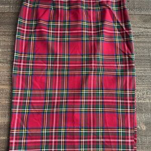 NY&C Red Tartan Pencil Skirt Sz 8